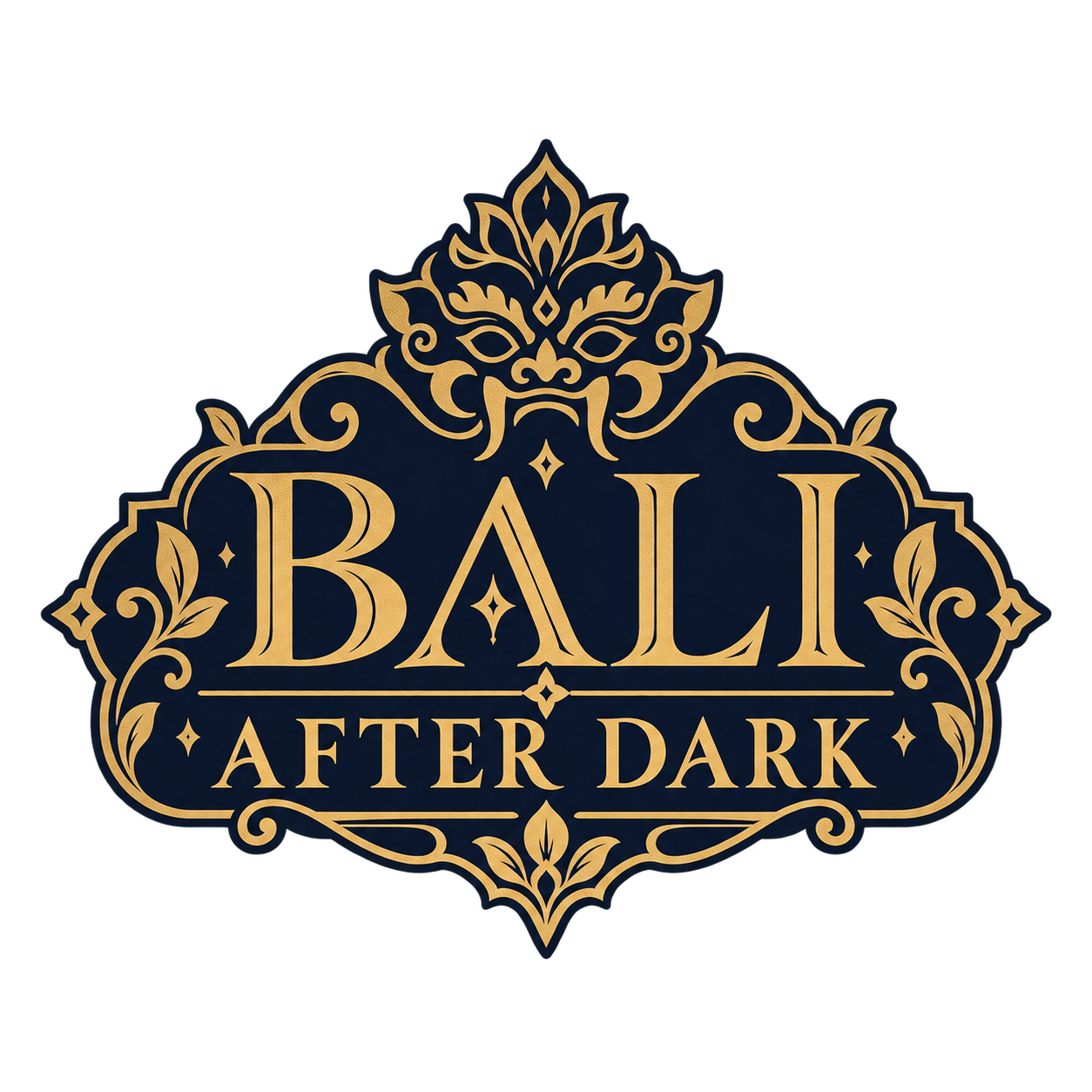 Bali After Darkの金色の仮面ロゴ
